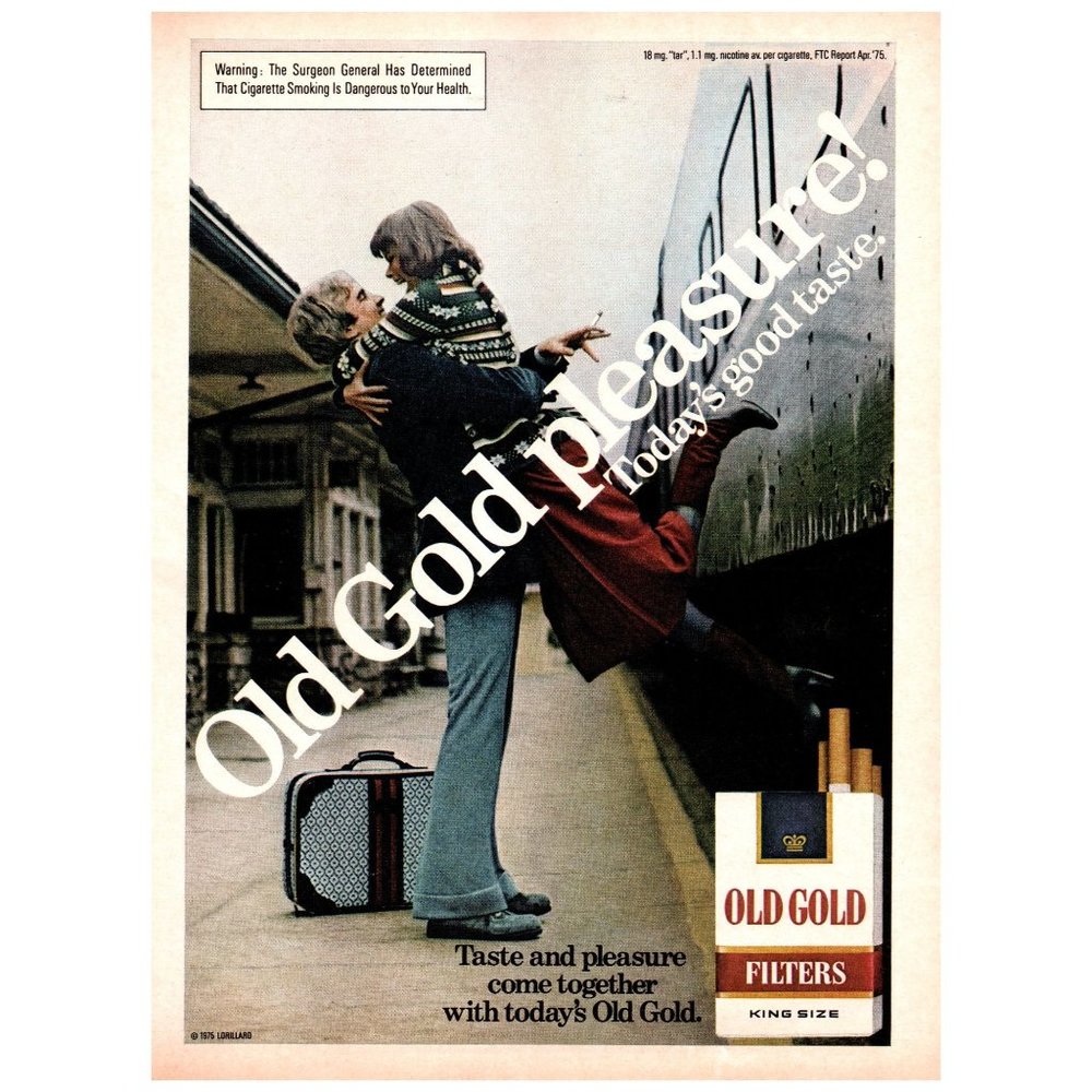 1976 Old Gold Cigarettes Taste and Pleasure Come Together Train Station Travel